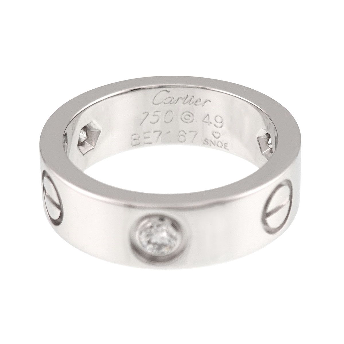 Cartier カルティエ　WG ラブリング　クラシック　49 カルティエ Cartier ラブ クラシック #49 リング ハーフ ダイヤ 3P K18