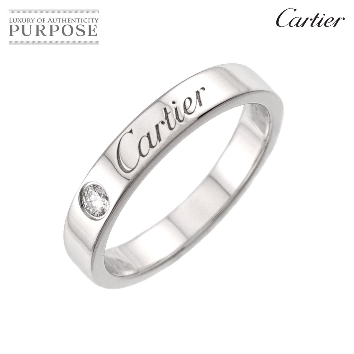 カルティエ Cartier Cドゥ #47 リング 幅3mm ダイヤ 1P Pt プラチナ