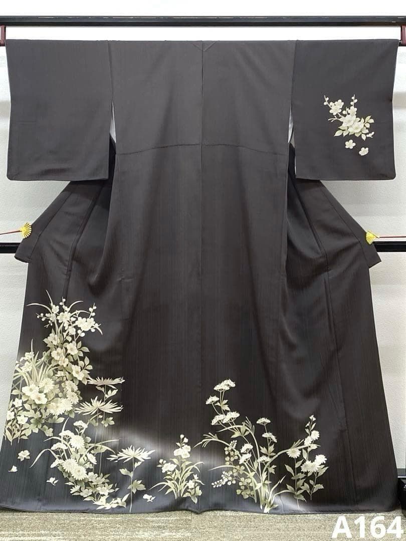 付け下げ 金駒 金彩 紋意匠 花々 グラデーション 正絹 A164