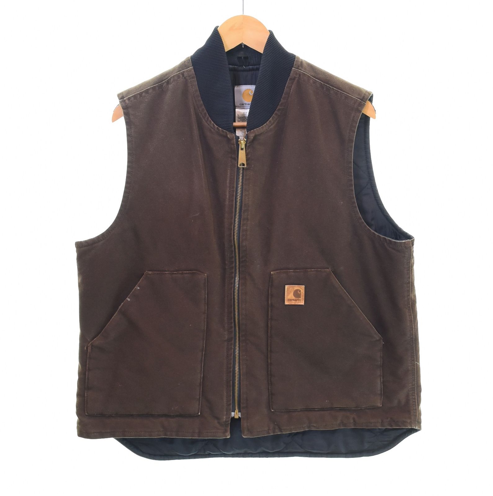 カーハート Carhartt DUCK VEST ダック 中綿 ベスト MADE in MEXICO メキシコ製 Large Regular ベスト ブラウン Lサイズ 103MT-4836