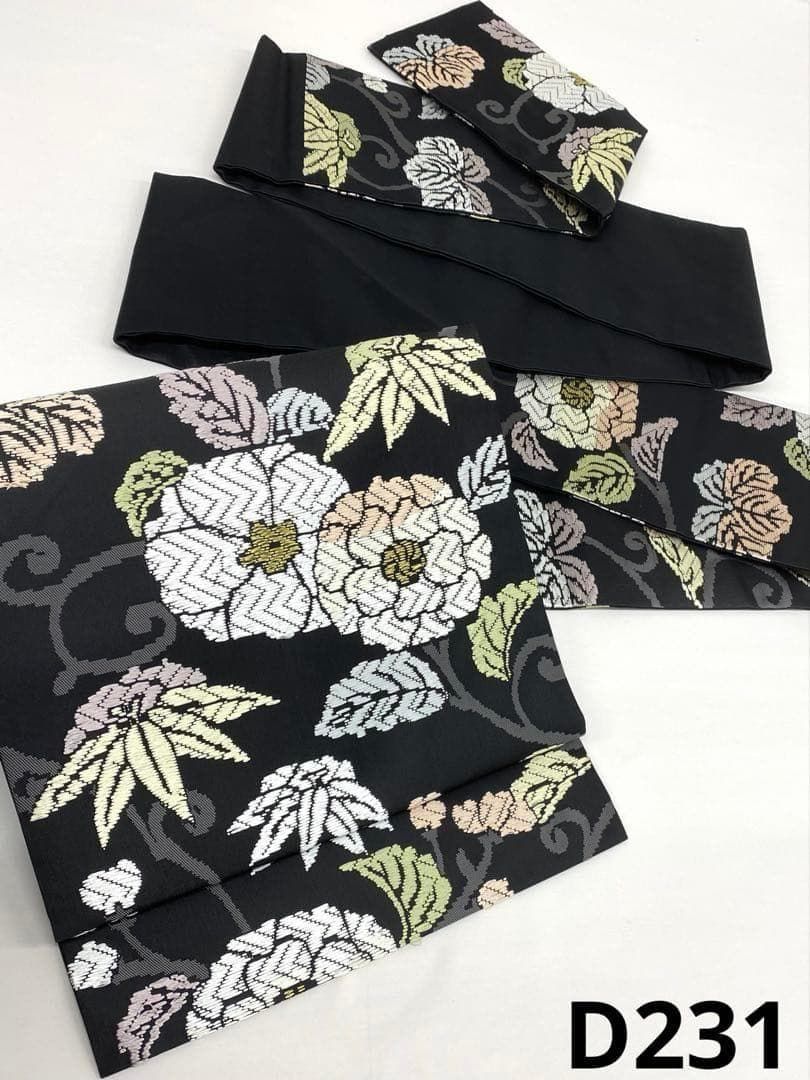 橋本テル織物 唐織 名古屋帯 草花 金糸 未使用品 正絹 D231