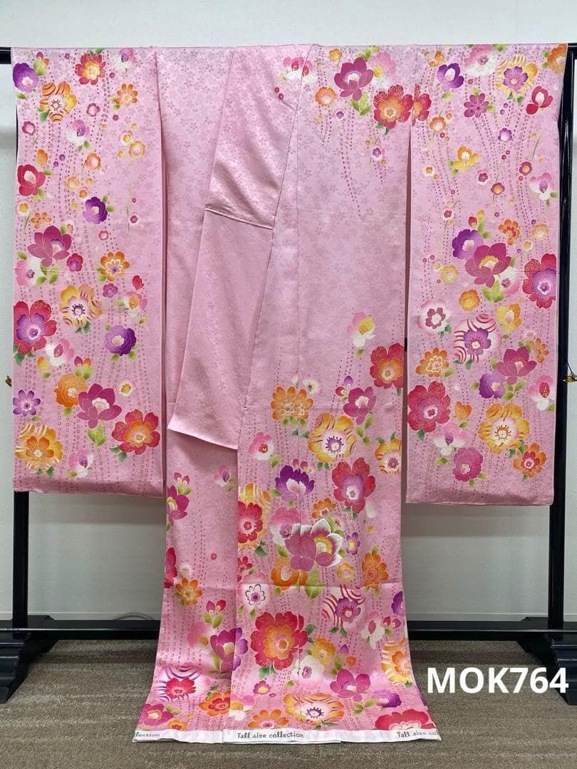 振袖 仮絵羽 金彩 銀通し 刺繍 正絹 未仕立て品 八掛付き MOK764