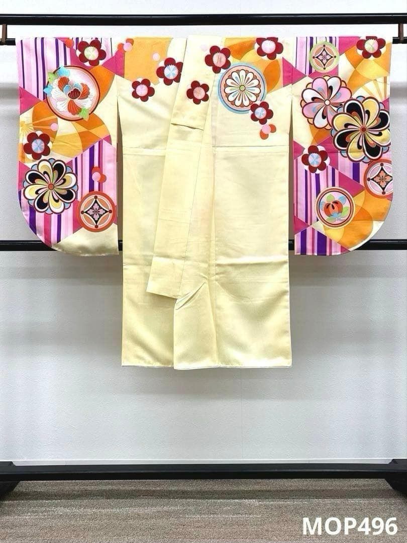 二尺袖 ポリエステル着物 金彩 紋意匠 袴用 新品未使用品 MOP496