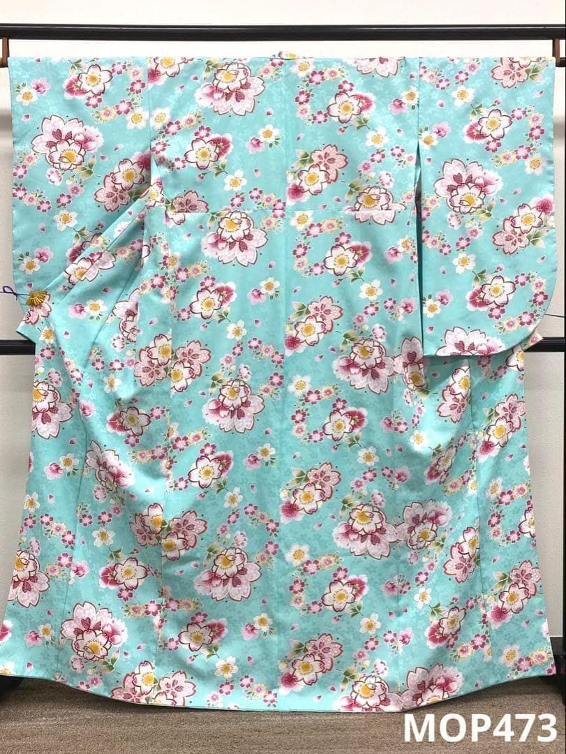 二尺袖 ポリエステル着物 金彩 紋意匠 桜 袴向き MOP473
