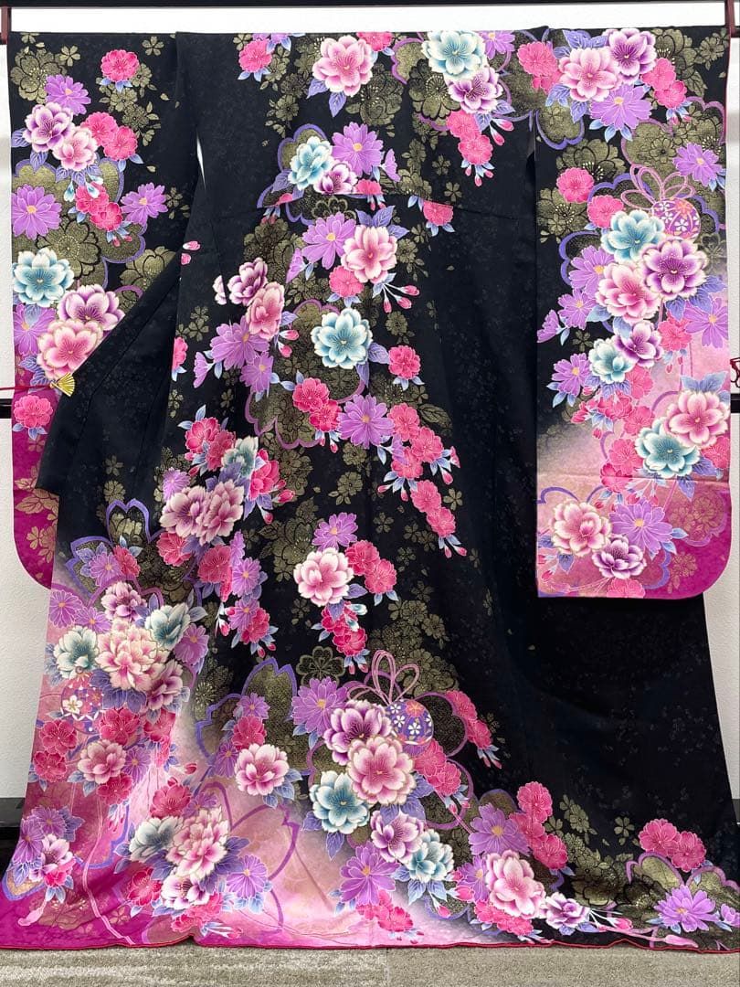 振袖 ラメ刺繍 金彩 紋意匠 身丈160cm 撥水加工済 HKT239 振袖 銀通し