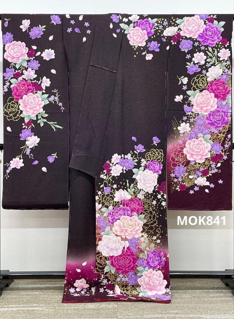 振袖 仮絵羽 正絹 未仕立て品 金駒 金彩 銀通し八掛付き MOK841