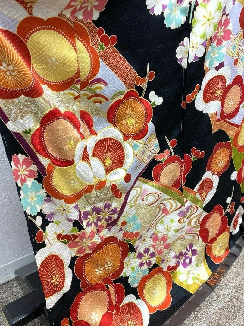振袖 仮絵羽 ROLA 刺繍 金駒 金彩 正絹 未仕立て品 八掛付 MOK672 