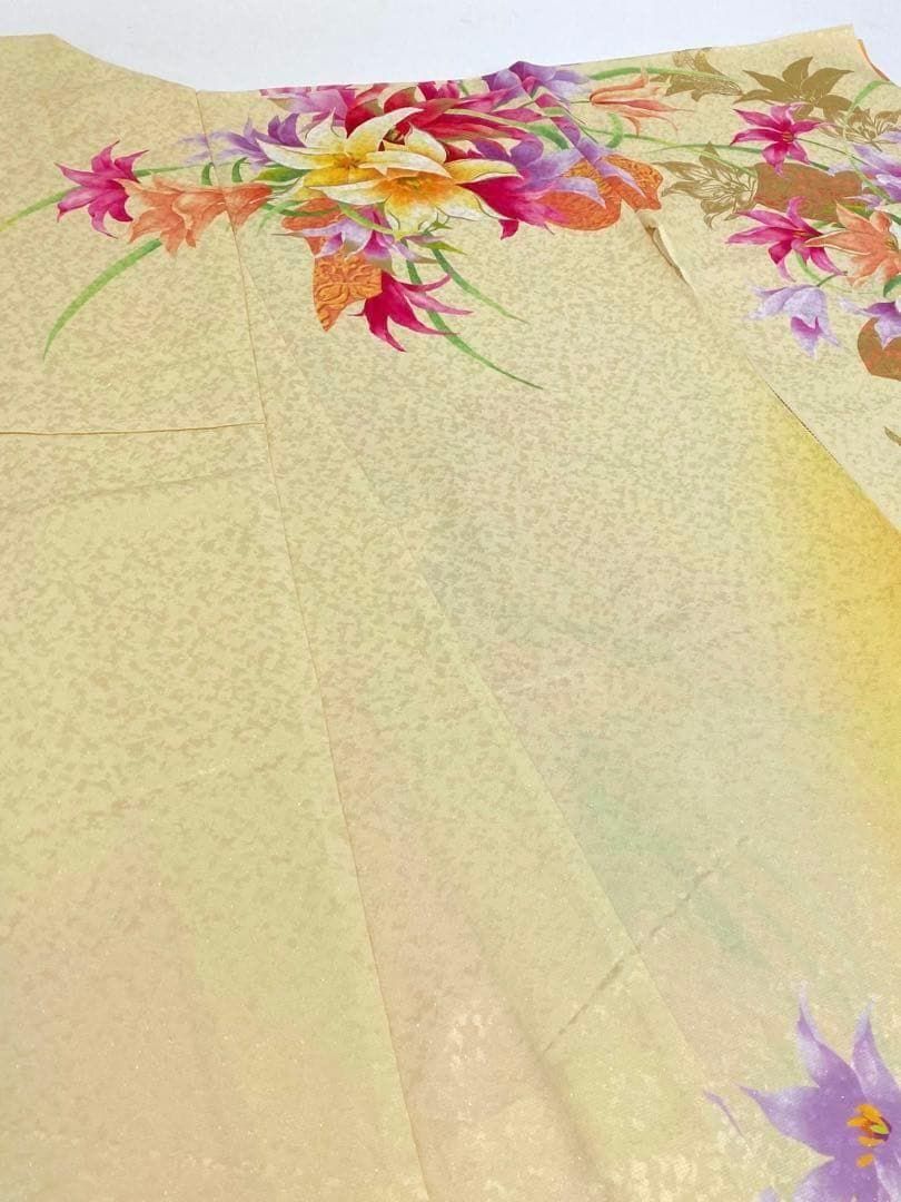 振袖 仮絵羽 京友禅 銀通し 刺繍 金彩 正絹 未仕立て品 八掛付 MOK625 振袖 仮絵羽 京友禅 銀通し 刺繍 金彩 正絹 未仕立て品 八掛付 MOK625