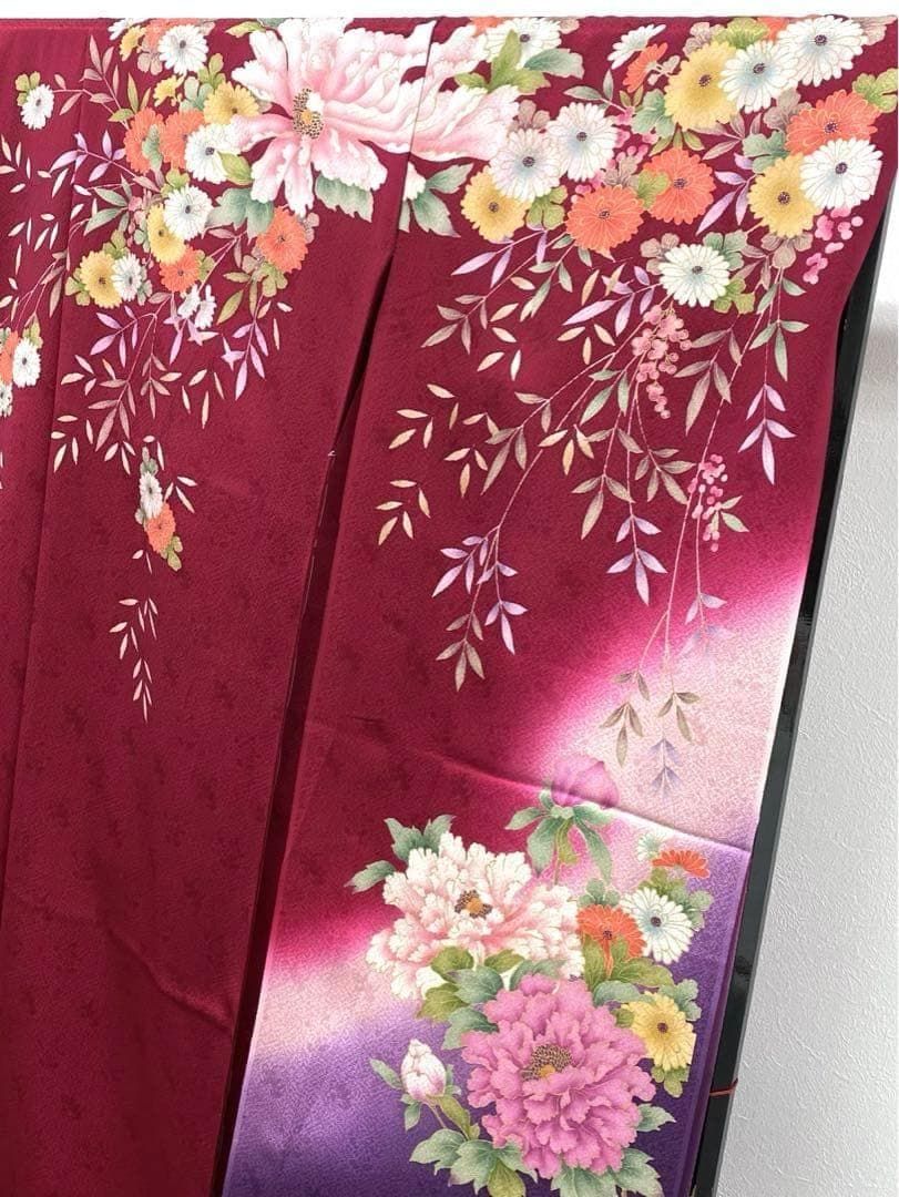 振袖 仮絵羽 京友禅 刺繍 金駒 紋意匠 正絹 未仕立て品 八掛付 MOK549 