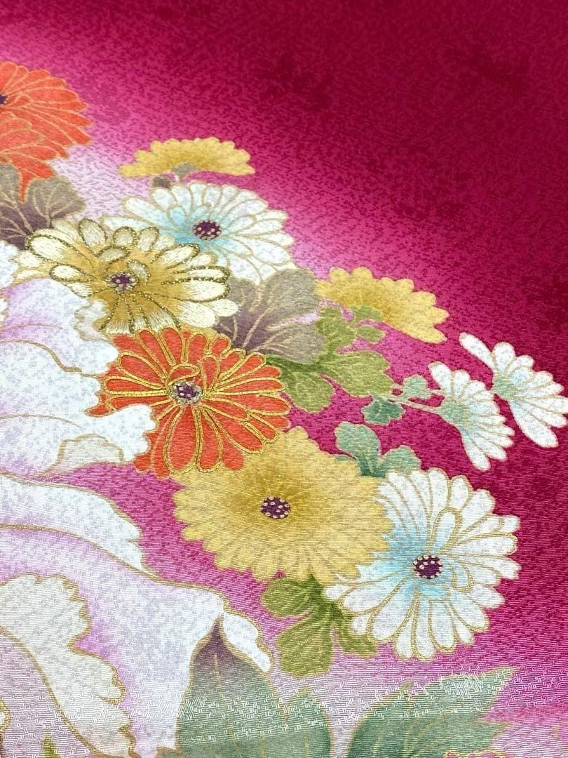 振袖 仮絵羽 京友禅 刺繍 金駒 紋意匠 正絹 未仕立て品 八掛付 MOK549 