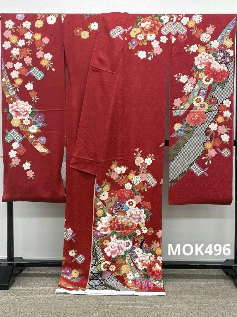 振袖 桂由美 仮絵羽 刺繍 金彩 紋意匠 正絹 未仕立て品 八掛付 MOK496