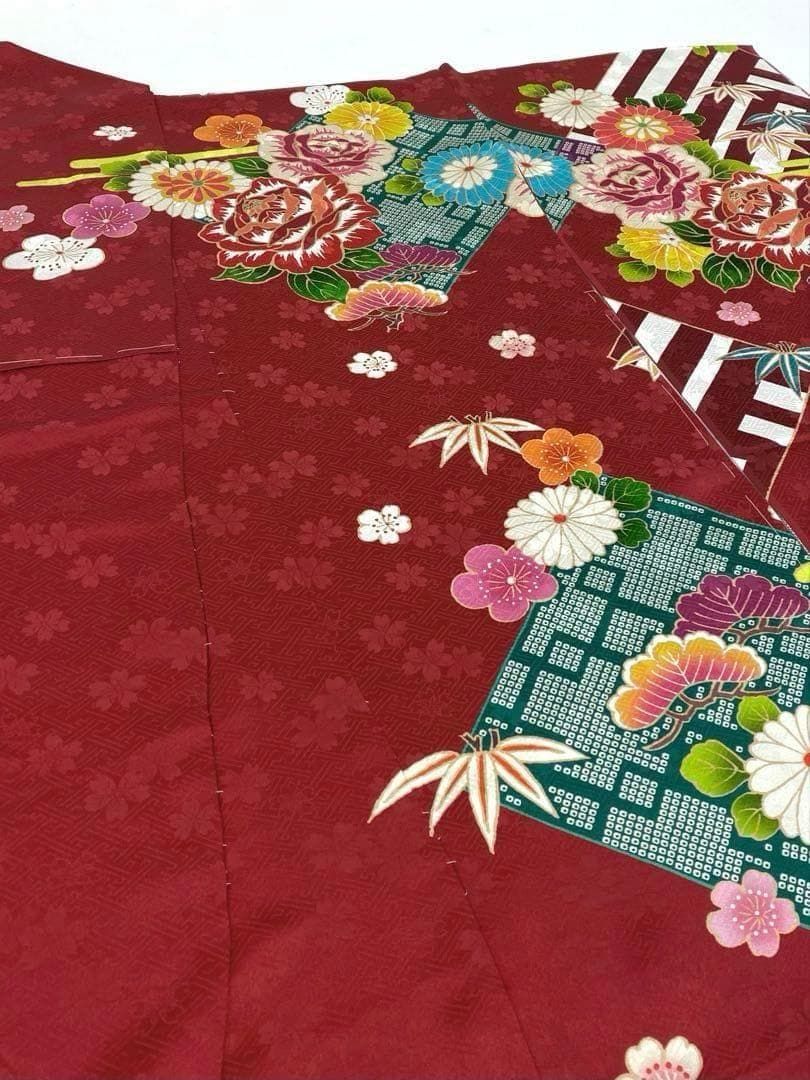 振袖 仮絵羽 舞台衣装 金駒 金彩 薔薇 未仕立て品 八掛付き MOK671