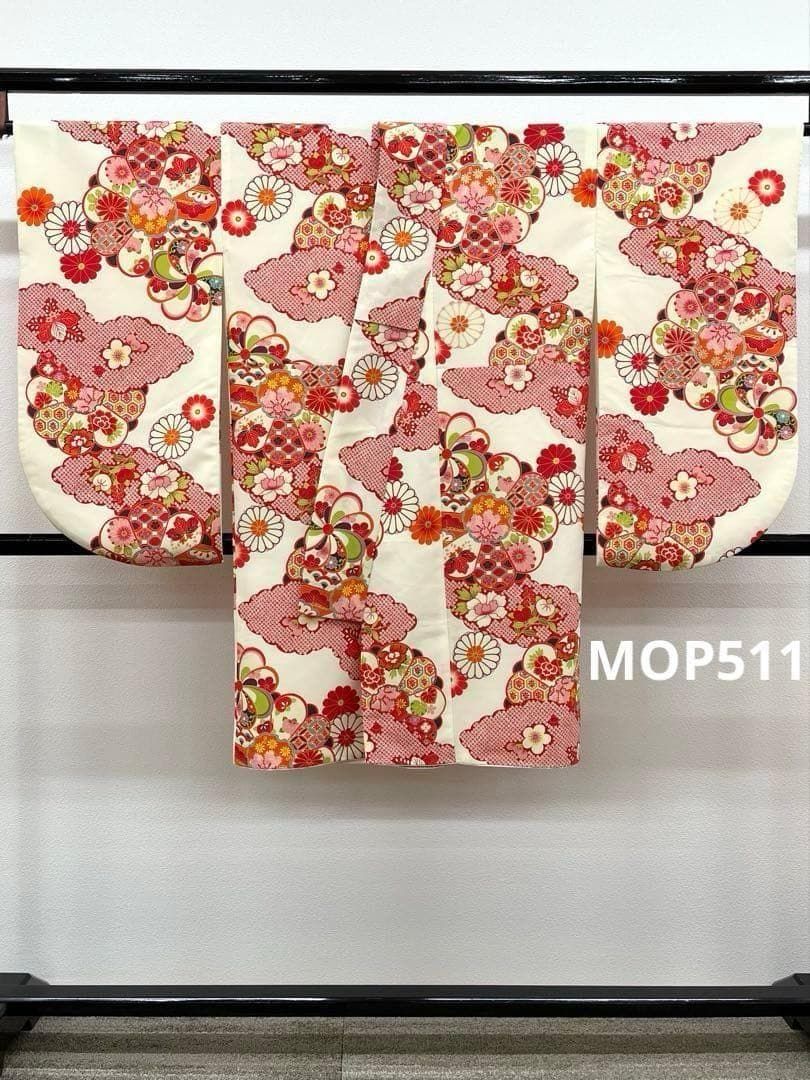 二尺袖 ポリエステル着物 袴用 金彩 雪輪に花 MOP511