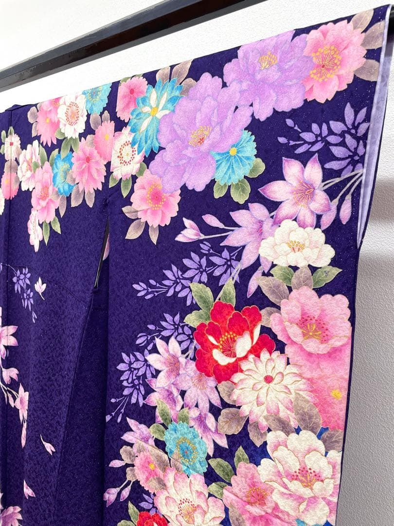 振袖 銀通し ラメ刺繍 金彩 紋意匠 身丈171cm MO3784 - メルカリ