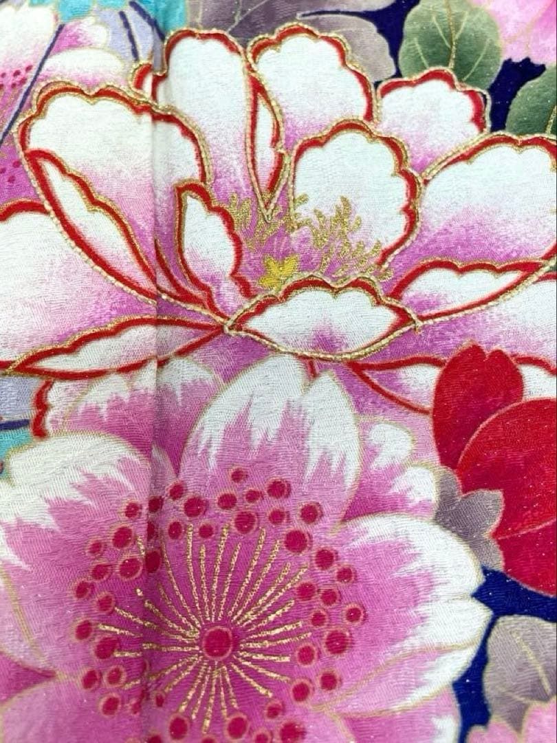 振袖 銀通し ラメ刺繍 金彩 紋意匠 身丈171cm MO3784 - メルカリ