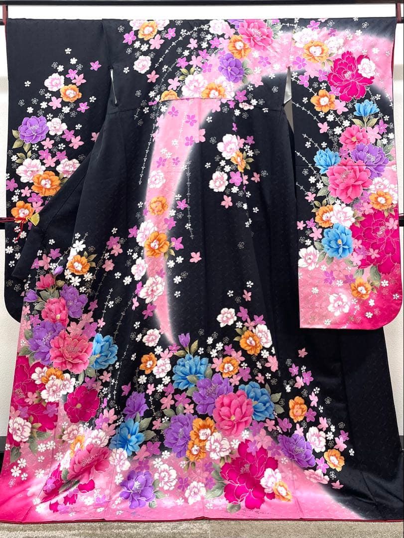 振袖 金駒 銀彩 銀通し 紋意匠 牡丹 身丈172cm MO3783