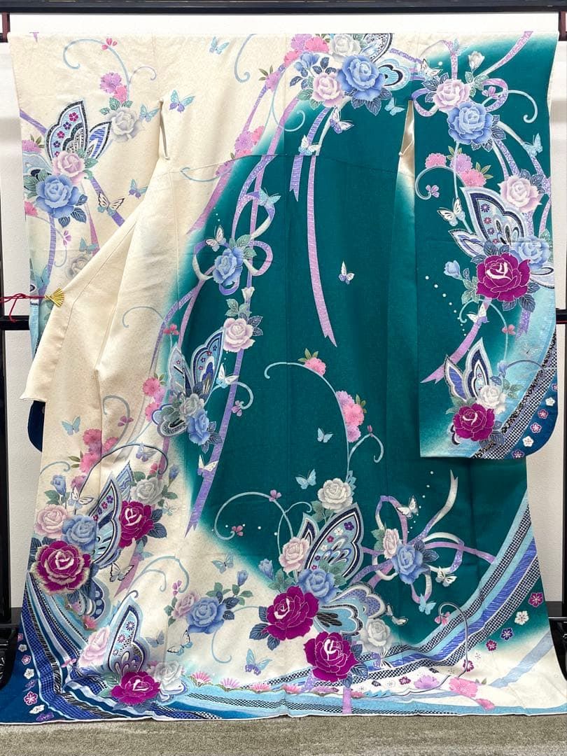 振袖 ラメ刺繍 銀彩 銀通し ストーン 身丈177cmトールサイズ MO3775