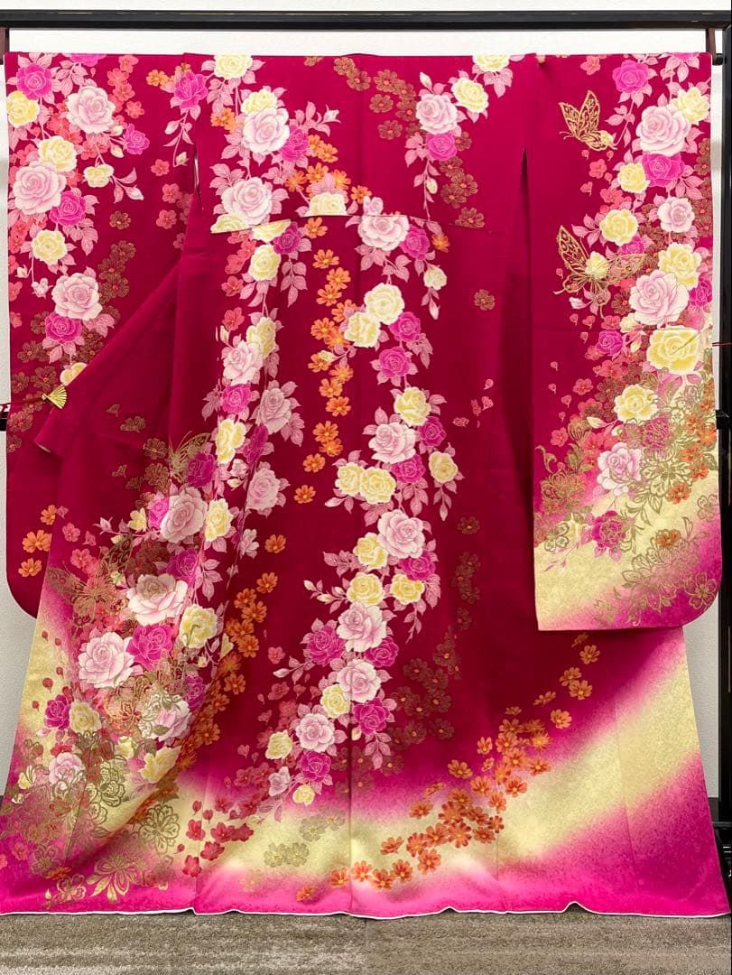 振袖 金駒 金彩 紋意匠 薔薇 身丈167cm 撥水加工済 MO3769