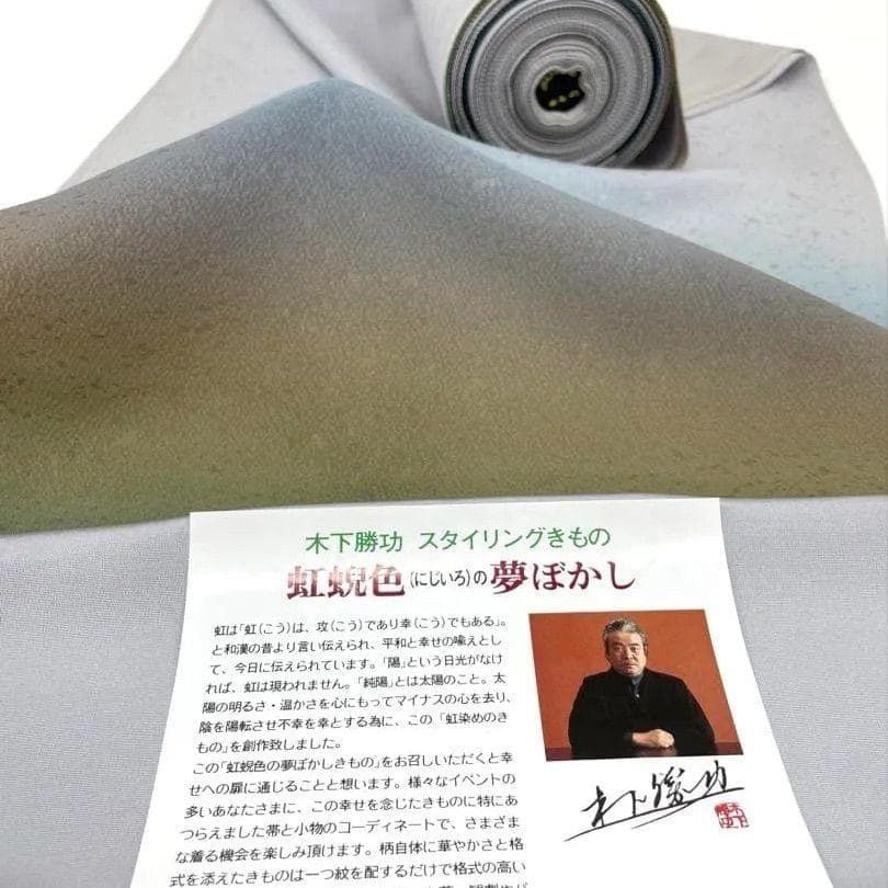 付け下げ 帯地付き 金通し 紋意匠 虹蜆色 木下勝功 反物 正絹 O080