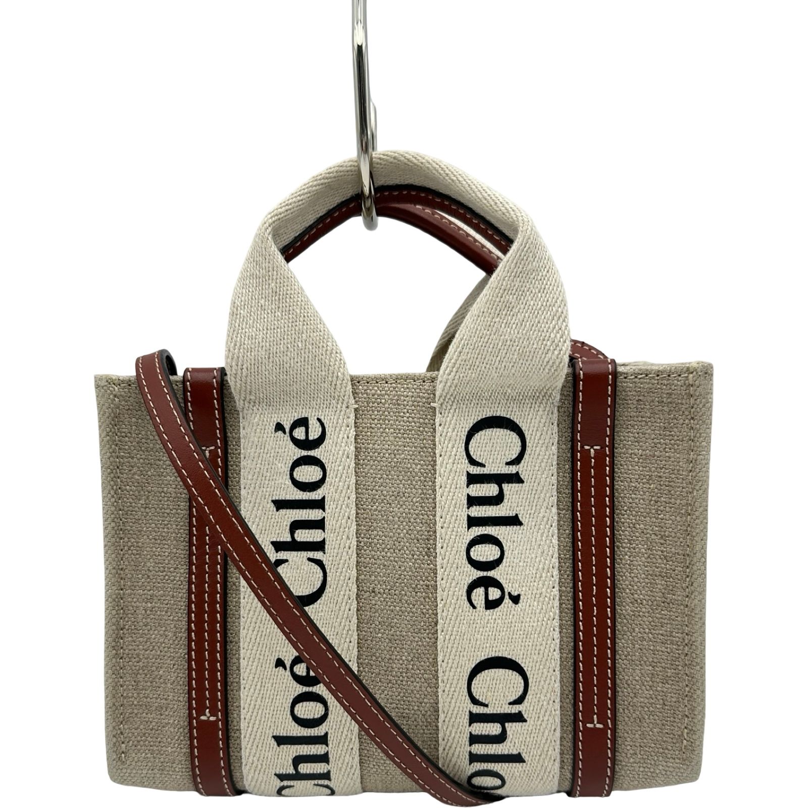 クロエ Chloe ウッディミニ ブラウン キャンバス レディース ショルダーバッグ