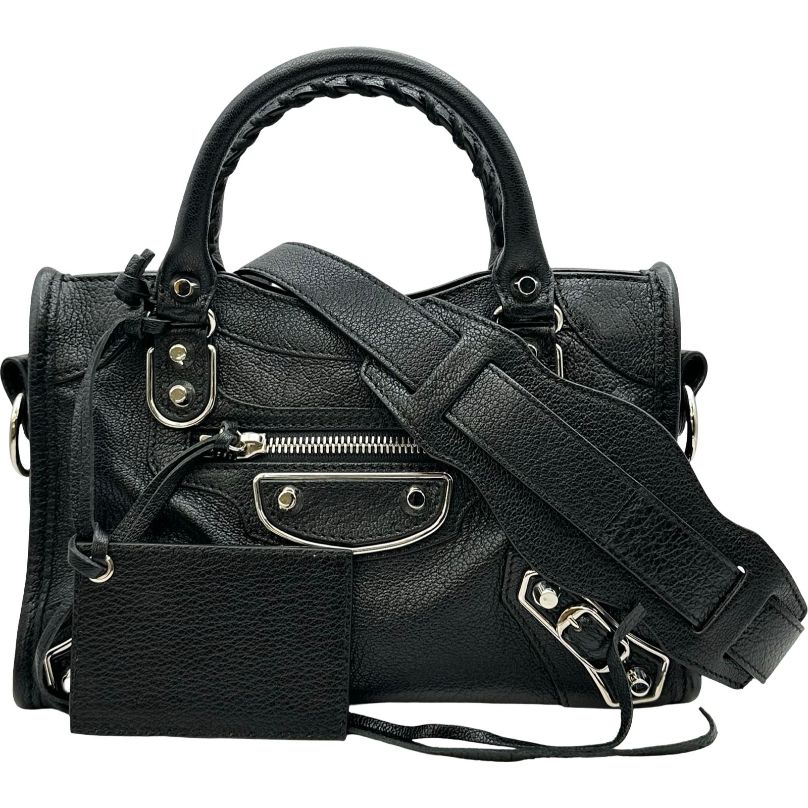 バレンシアガ BALENCIAGA クラシックメタリックエッジミニシティ 390160 ブラック レザー レディース ショルダーバッグ
