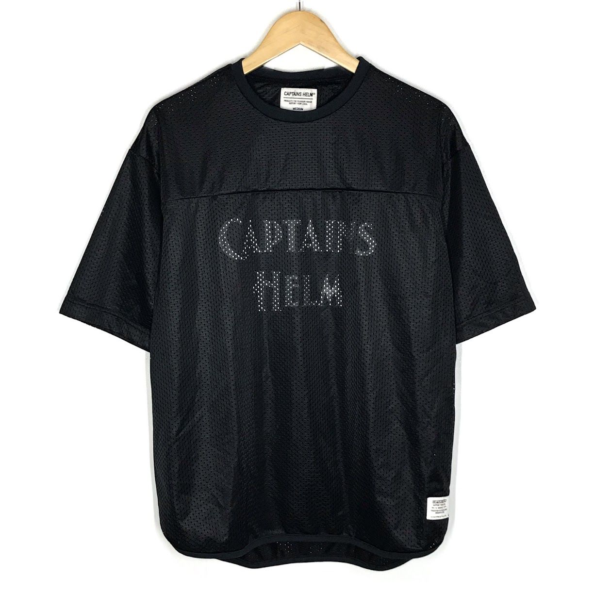 【倉吉店】 中古 CAPTAINS HELM | キャプテンズヘルム 半袖Ｔシャツ DOUBLE MESH FOOTBALL TEE ダブルメッシュ フットボールTee ブラック サイズ：M 【103】