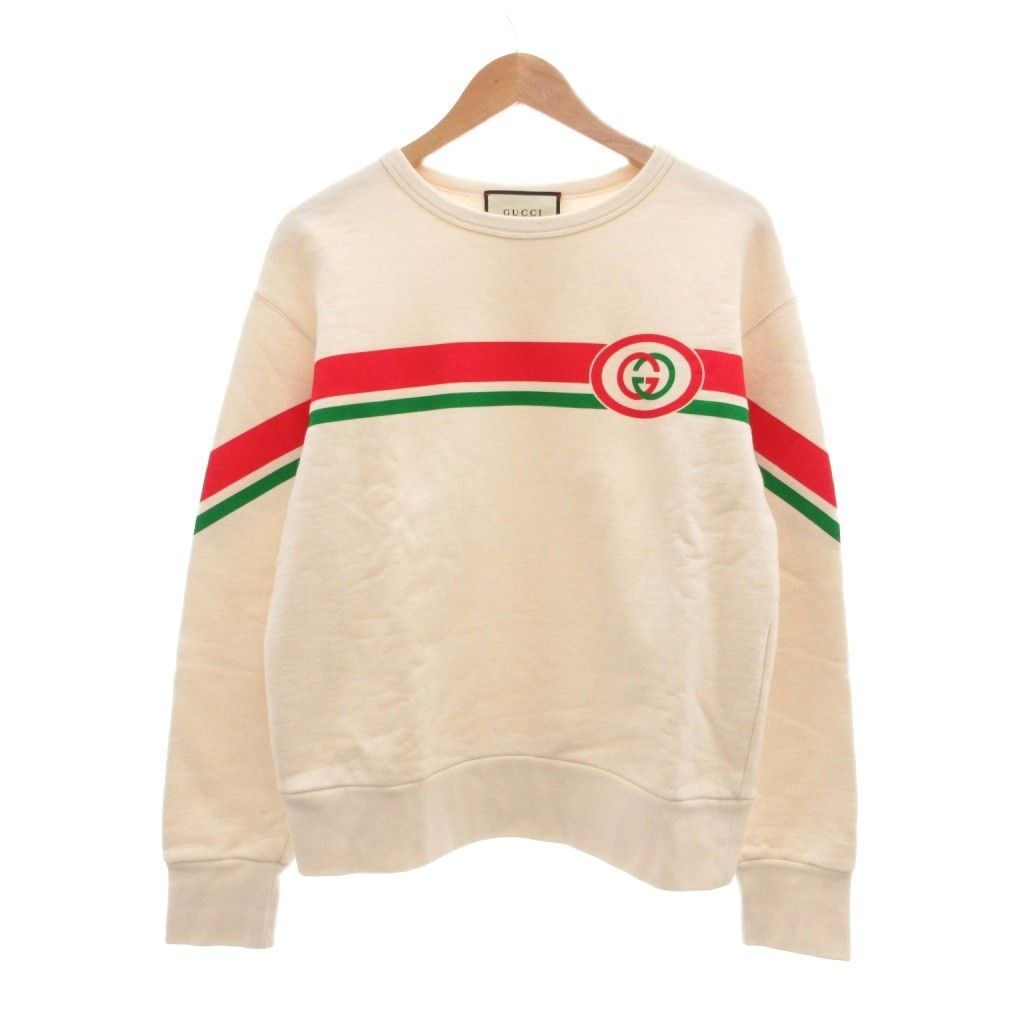 グッチ GUCCI 19AW クルーネックスウェットシャツ トレーナー インターロッキングG ウェブストライプ XS アイボリー 475532 /UO 26,207円
