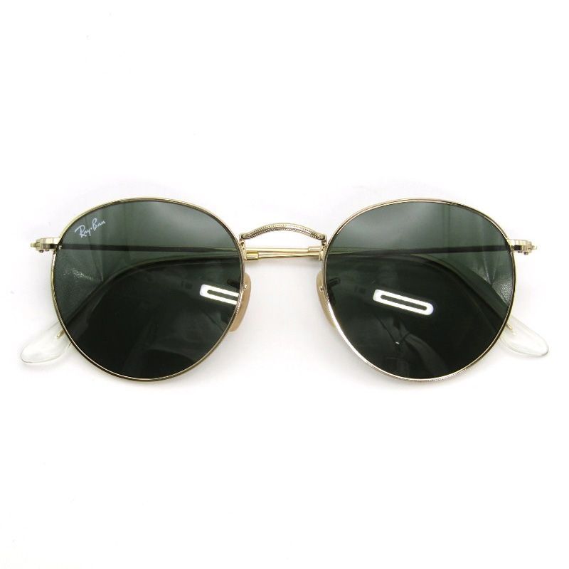 美品 Ray-Ban レイバン サングラス RB3447 ROUND METAL イタリア製 ラウンドメタル ボストン 001 ゴールド 54001090