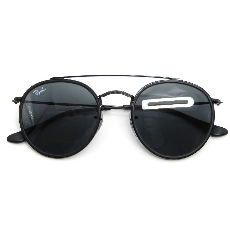 美品 Ray-Ban レイバン サングラス RB3647-N ROUND DOUBLE BRIDGE イタリア製 ラウンド 002/R5 ブラック/マットブラック 54001096