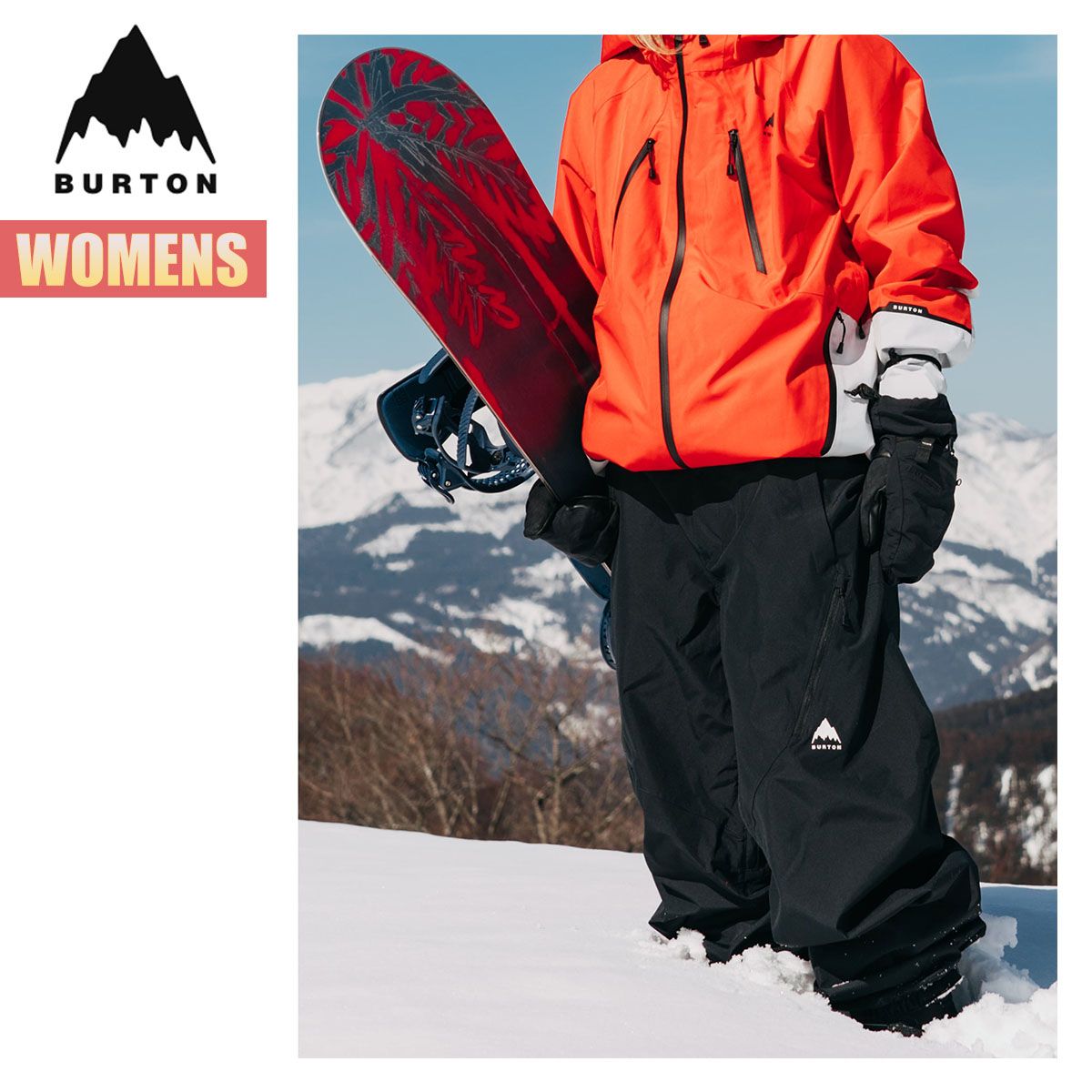 2 Burton DryRide スノーボードパンツ 黒 赤 バートン スノーボードウェア レディース パンツ 25-26 Burton