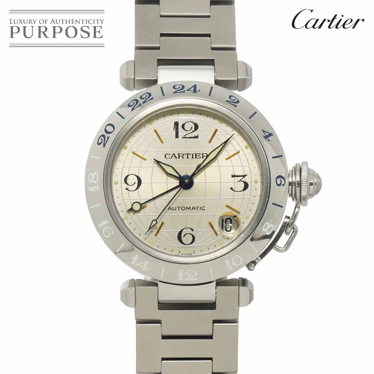 カルティエ Cartier パシャC メリディアン GMT W31029M7 ボーイズ 腕時計 デイト シルバー オートマ 自動巻き PashaC 90326033