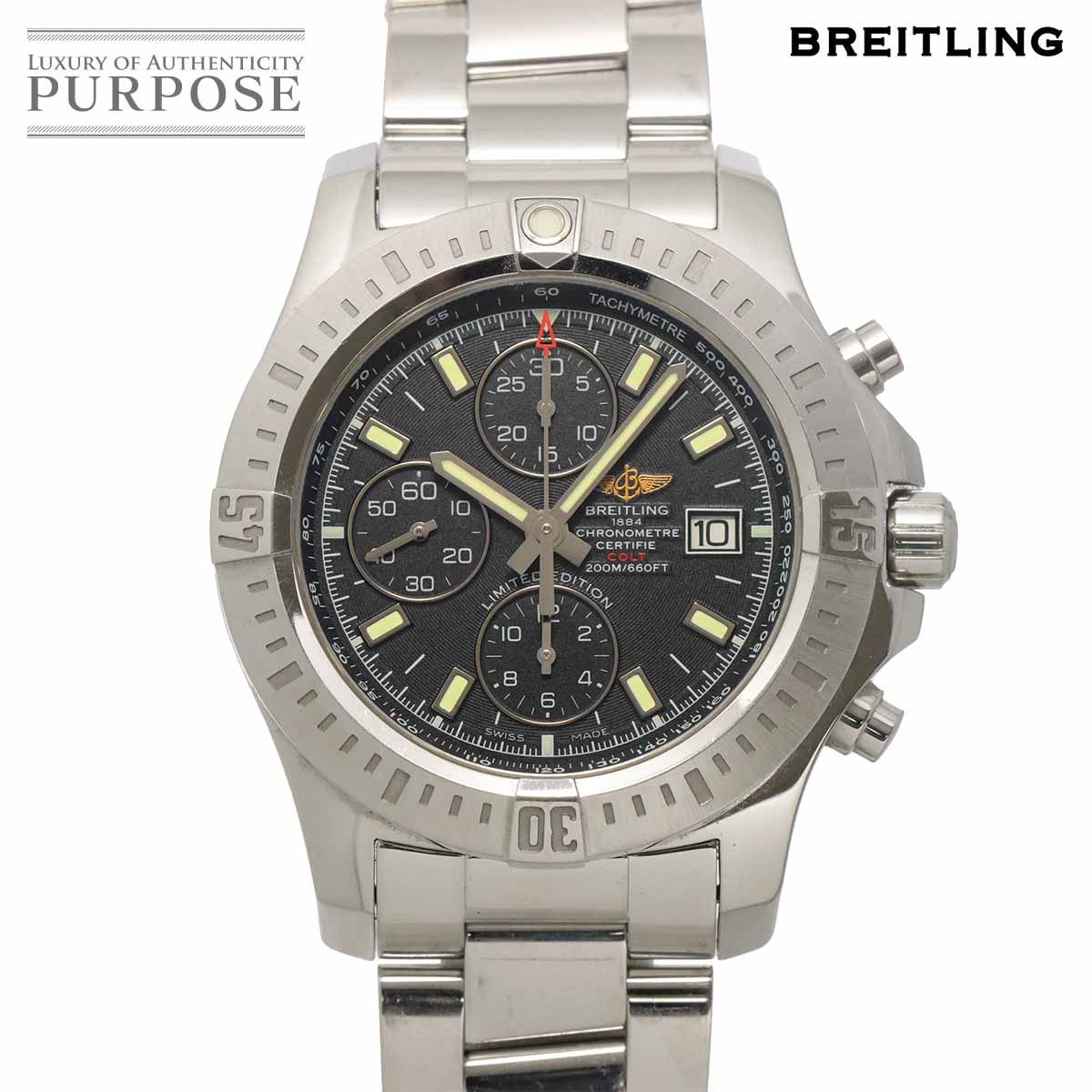 ブライトリング BREITLING コルト クロノグラフ A13388 日本限定 メンズ 腕時計 デイト ブラック オートマ 自動巻き Colt 90329839