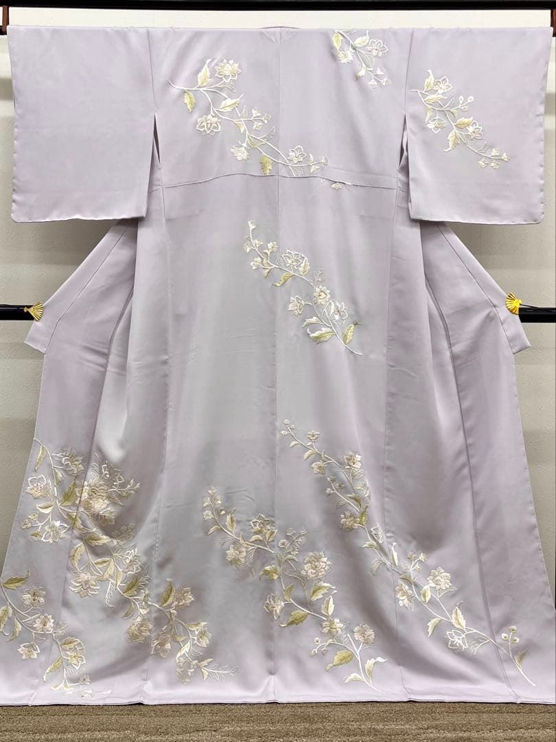 手刺繍 付け下げ 金糸 正絹 躾糸付き A356