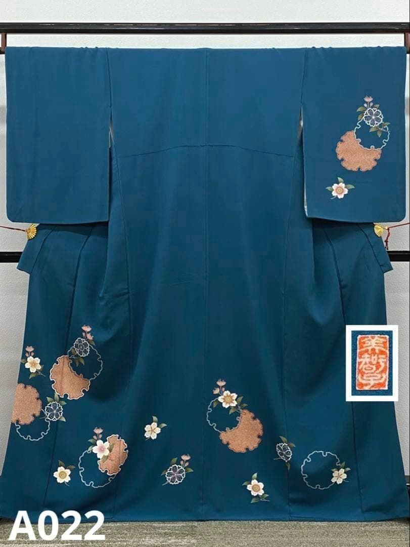 作家物 落款入 付け下げ 雪輪に桜 正絹 A022