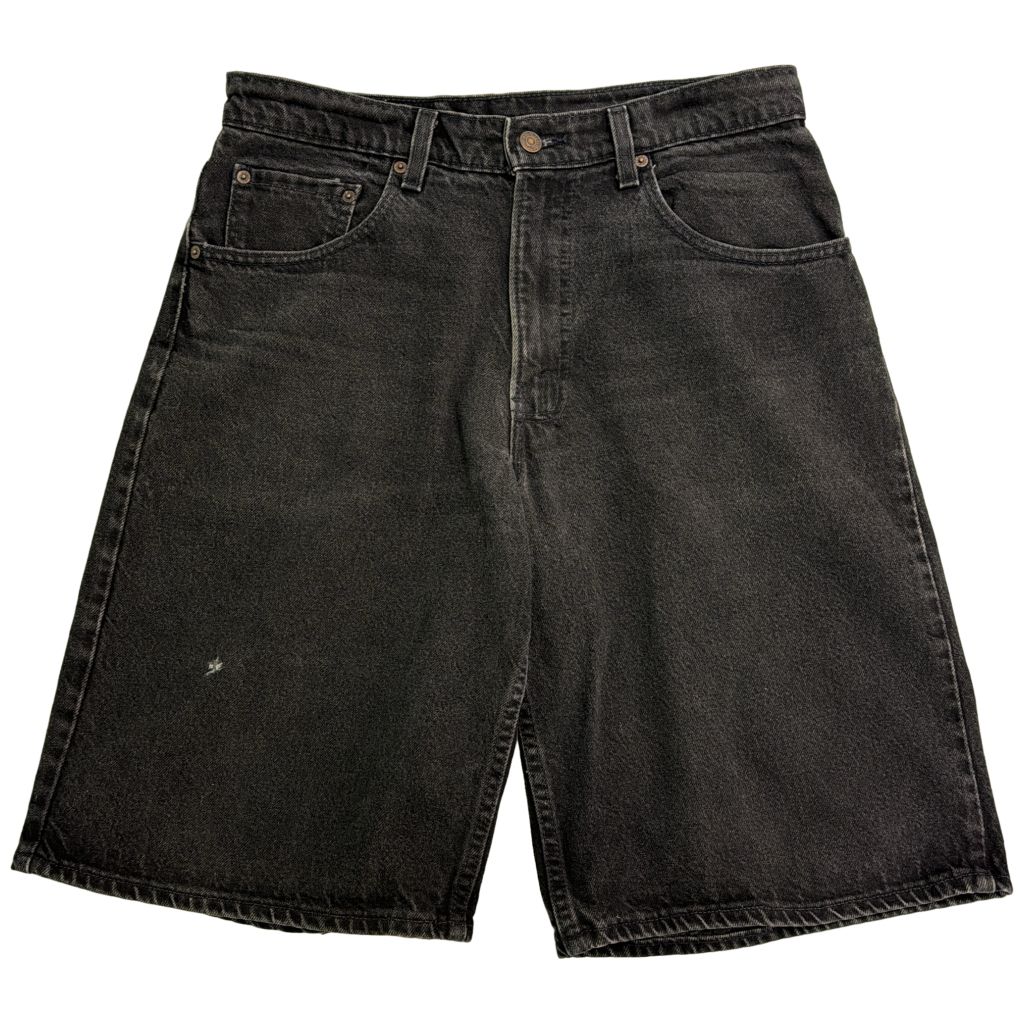 90年代 USA製 Levi's リーバイス 560 デニムショートパンツ 後染め ブラック(メンズ W32)中古 古着 Y3712