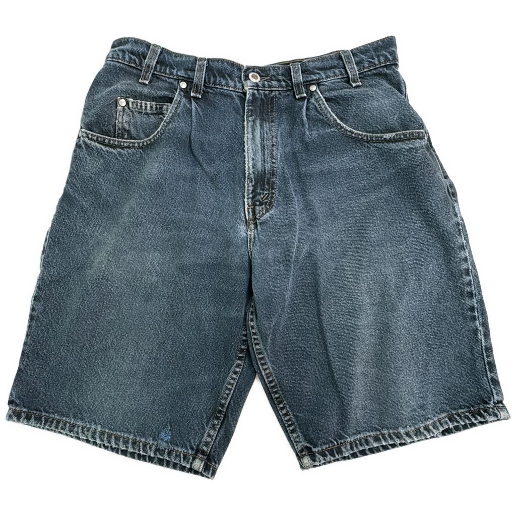 90年代 USA製 Levi's リーバイス SilverTab シルバータブ LOOSE デニムショートパンツ ブルー(メンズ W34)中古 古着 Y3713