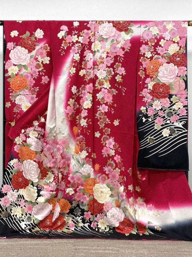 振袖 仮絵羽 正絹 未仕立て品 八掛付き MOK575 - メルカリ