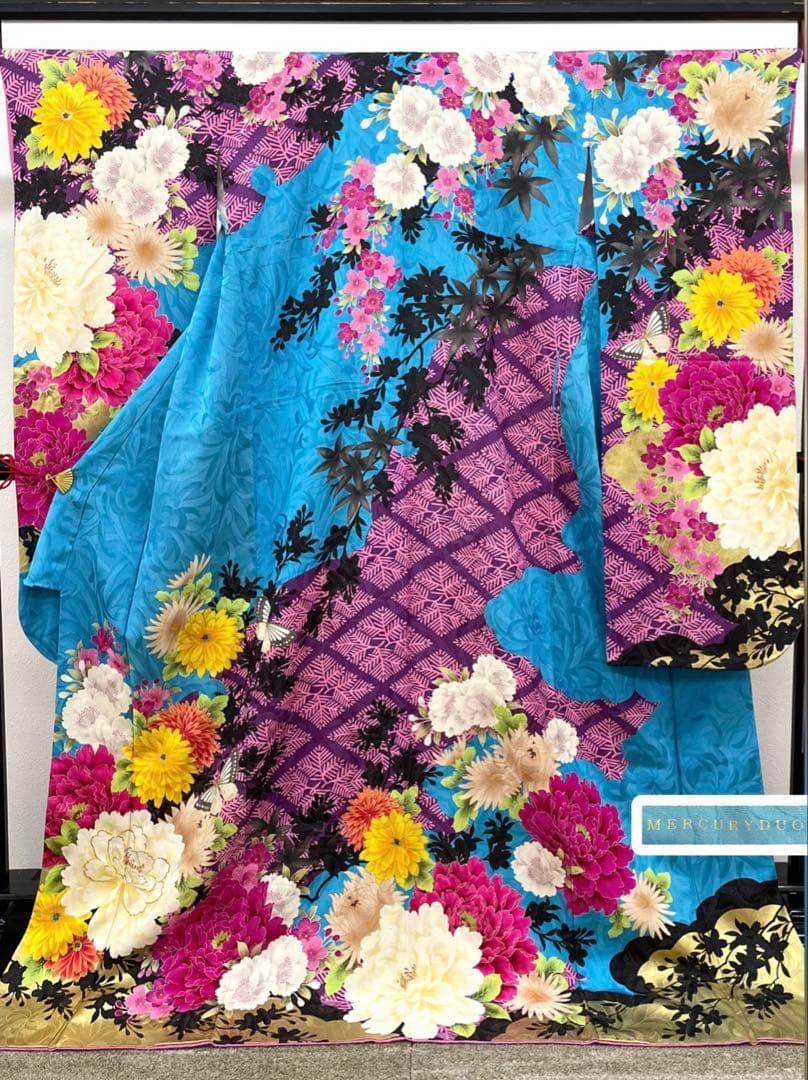 ブランド振袖 MERCURYDUO 銀通し 刺繍 身丈177cm MO3768