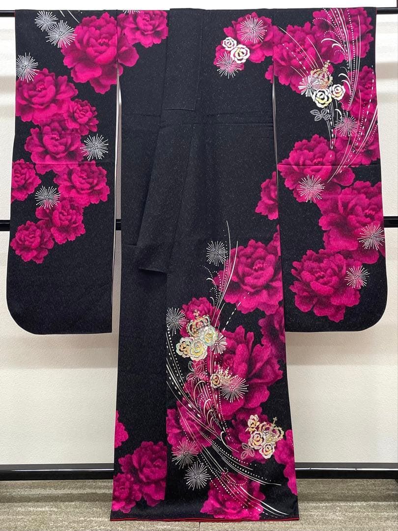 振袖 ラメ刺繍 金銀彩 銀通し 薔薇 身丈160cm 撥水加工済 MO3760