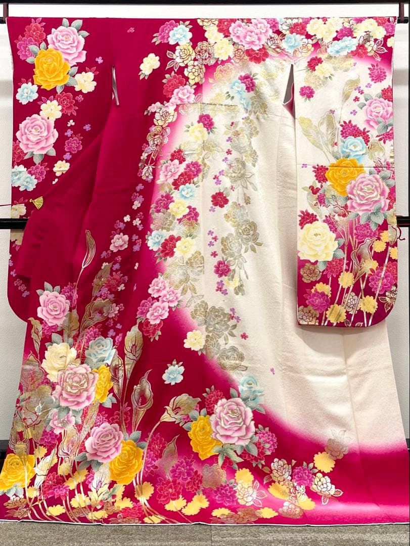 振袖 金駒 金彩 銀通し 薔薇 身丈175cm トールサイズ MO3755
