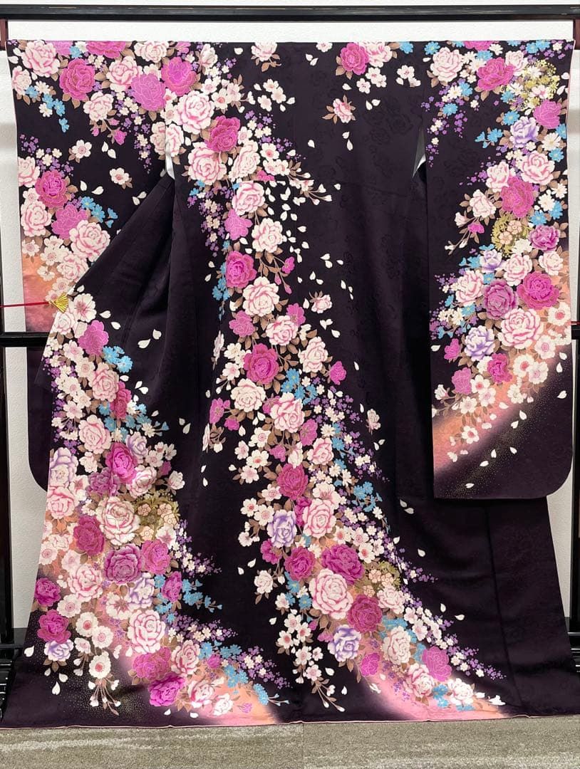 振袖 ラメ刺繍 金彩 銀彩 ストーン 紋意匠 身丈169cm MO3753