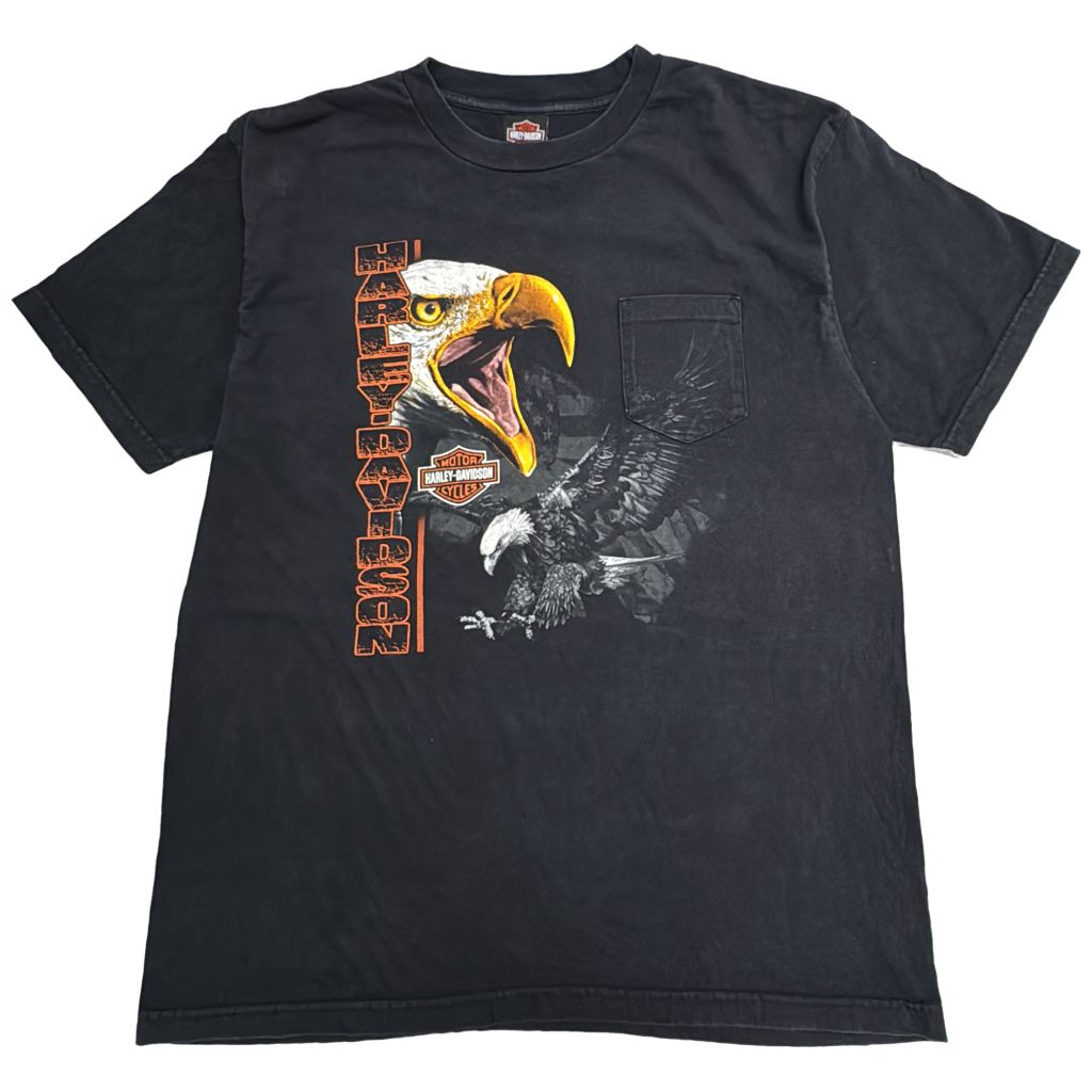00年代 USA製 HARLEY DAVIDSON ハーレーダビッドソン 半袖Ｔシャツ 大きいサイズ モーターサイクル(メンズ 2XL)中古 古着 Y3720