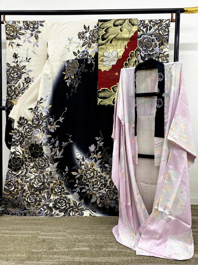 振袖 袋帯 長襦袢 3点セット グリッター箔 身丈162cm MOset059