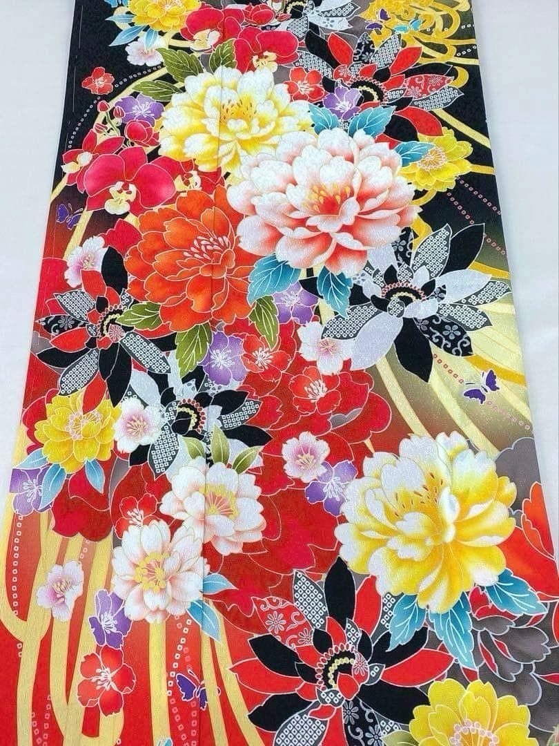ポリエステル振袖 牡丹 身丈170cm 新品未使用品 MOP598 - メルカリ