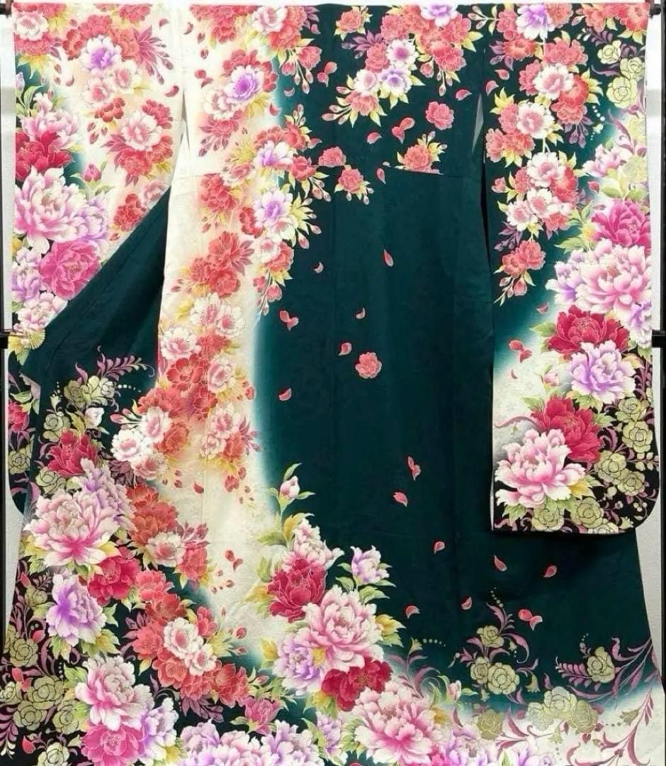 振袖 刺繍 金彩 グリッター箔 牡丹 薔薇 紋意匠 MO3742