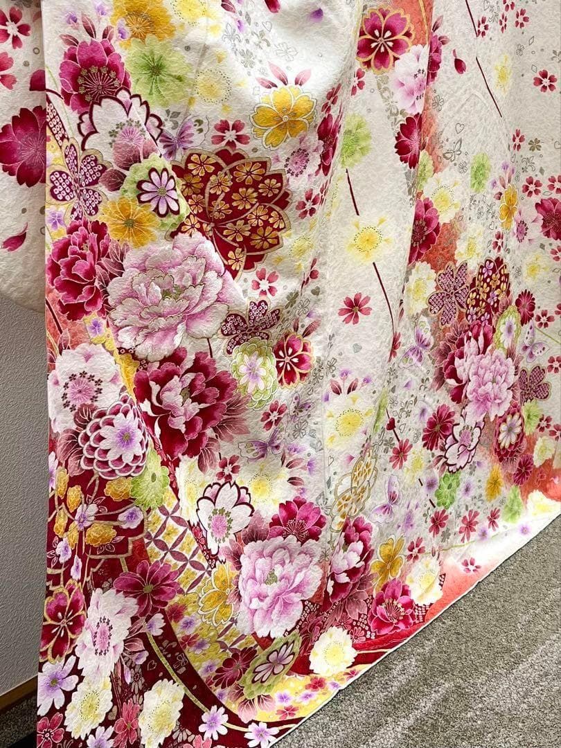 振袖 銀通し 金彩 牡丹 桜 刺繍 紋意匠 MO3741