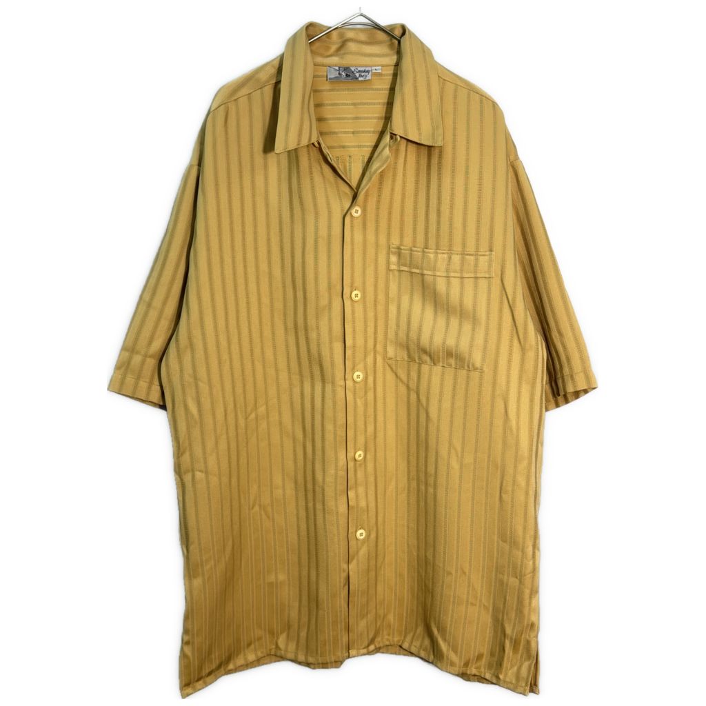Smokey Joe's スモーキージョーズ オープンカラーシャツ ストライプ イエロー(メンズ L)中古 古着 Y3743