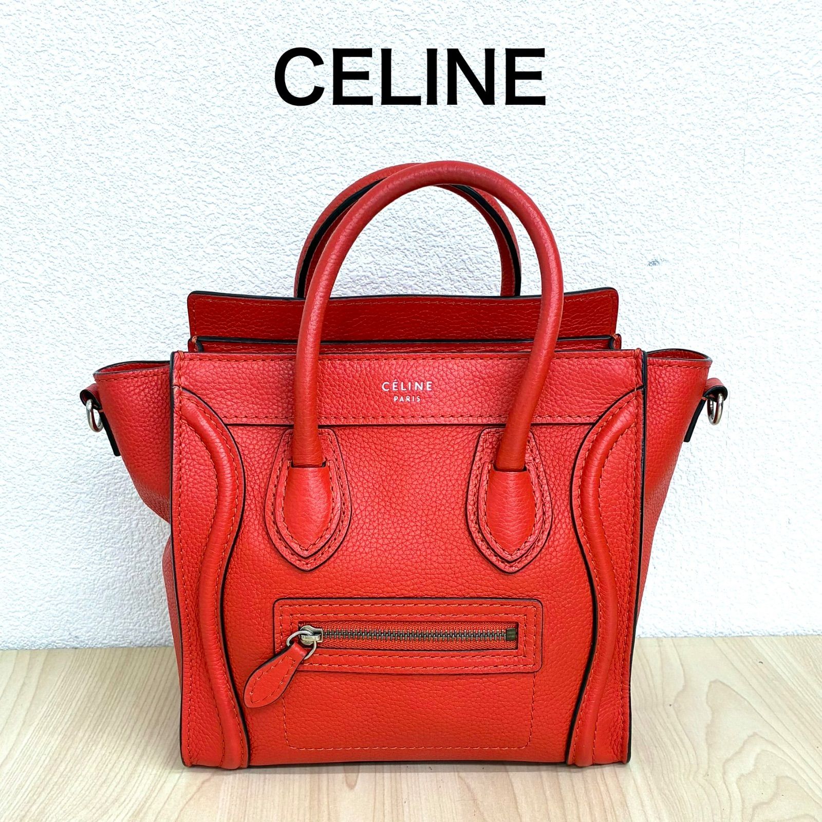【セリーヌCELINE】ラゲージナノショッパー/2wayバッグ 保存袋付 W-MM-0123 レッド系 ⭐︎