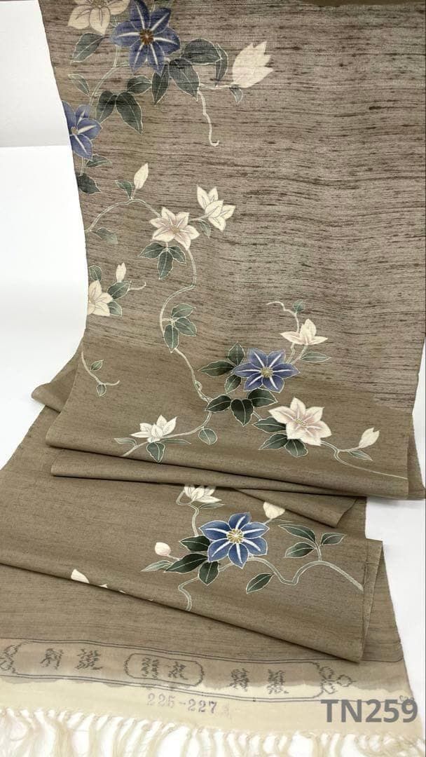 夏紬 付け下げ 手描 刺繍 銀彩 てっせん 正絹 反物 TN259