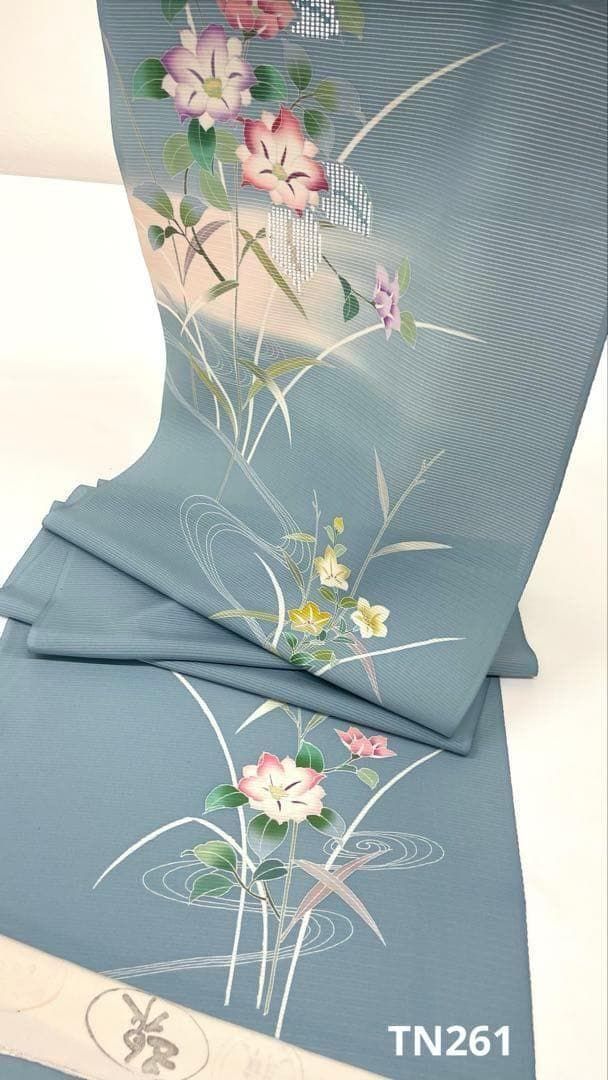 絽付け下げ 汕頭刺繍 五泉 手描 盛夏 正絹 反物 TN261